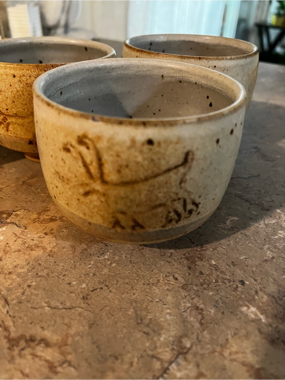 Vintage Japanese Pottery Tea Bowl Set of 4/Hand Painted Animals Choju-Gigi Style - Picture 6 of 9